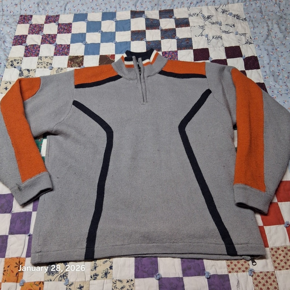 Vintage Crane Sports 1/4 Zip Lined Sweater Jacket Motorcycle‎ Style